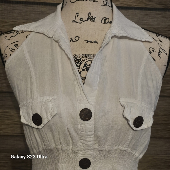Halter button white Dress - Picture 3 of 12